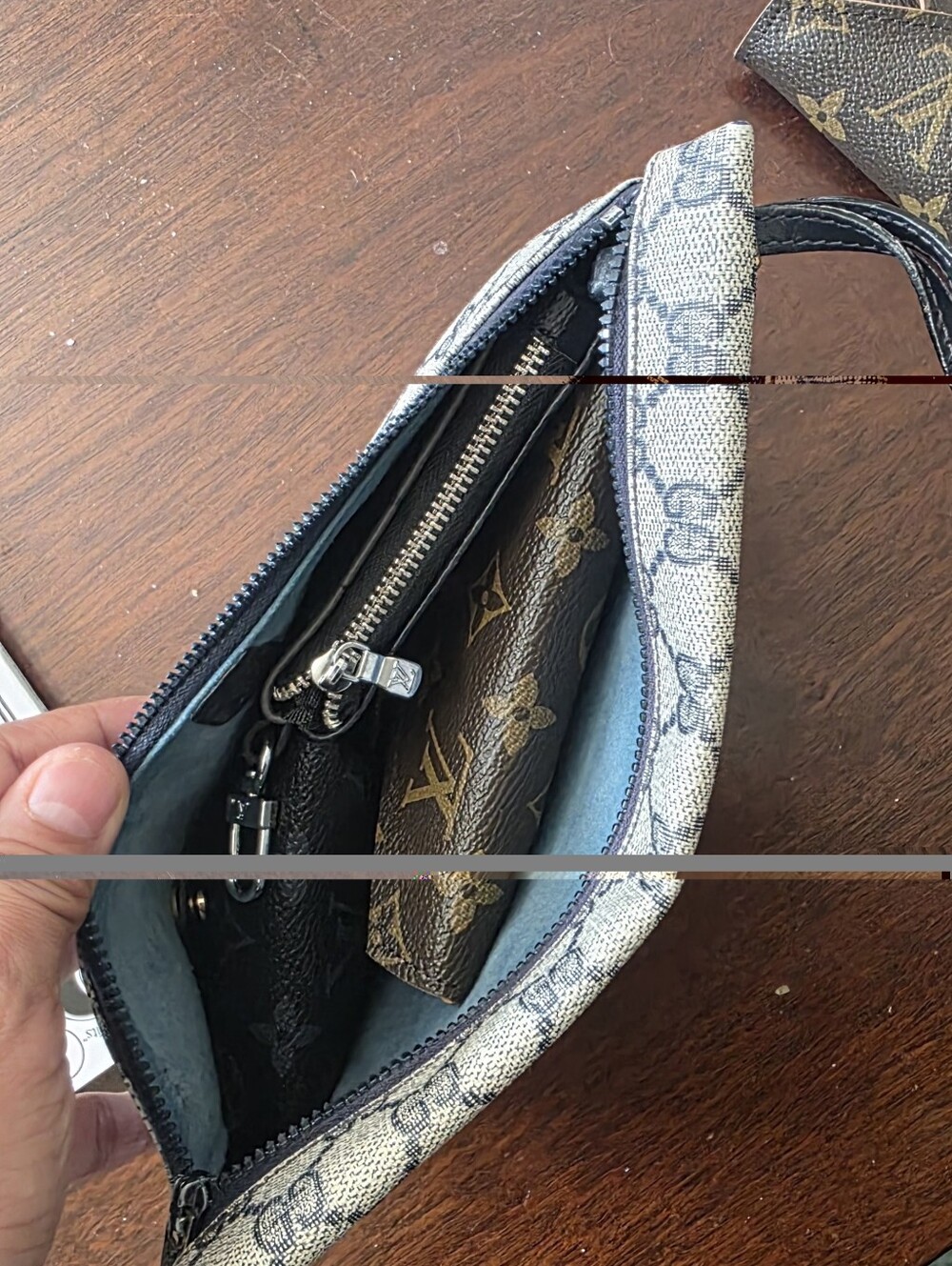 Gucci Supreme Sherry Line Beige and Black/blue Clutch Bag - Picture 15 of 15